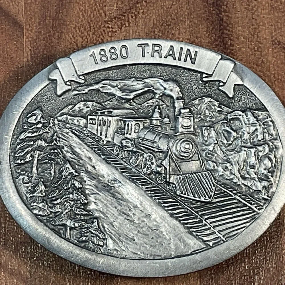 Black Hills Central Railroad “1880 Train” Belt Buckle Pewter USA Train 1990s